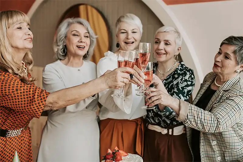Group of women toasting